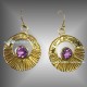 Golden faceted Amethyst Earrings Gold plated handmade brass jewelry jewellery precious stone
