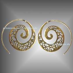 Goldene Filigrane Spiral Messing Ohrringe Gold farbe Modeschmuck Handgemacht Bronze Filigran Spiralen Boho Goa Hippy