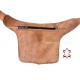 Hip Waist Side Natural Leather Bag Fanny Pack Beige real Handmade with Belt