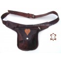 Leather Waist Bag Heart Brown