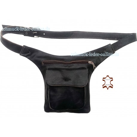 Black real Leather Waistbag Hip Bag Waist Side Goa Fanny Pack natural genuine Belt Handmade