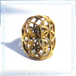 Golden Flower of Life Brass Ring