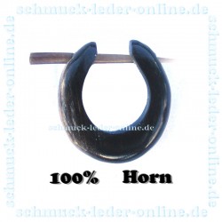 Schwarzer Ohrring Creole Dehnungsstab 2mm Horn Tribal Herren Ohrring Schwarz